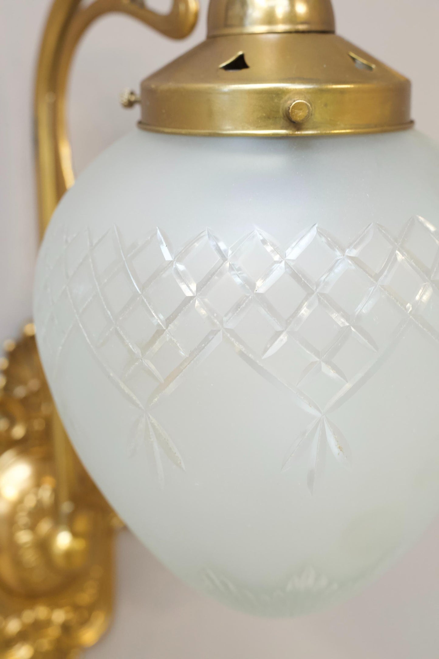Pair of 20th century cut glass wall lights - smaller