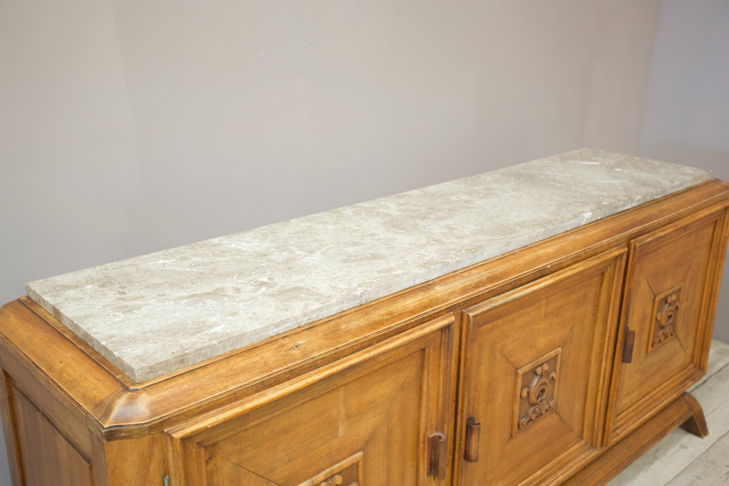 Art deco mahogany and marble sideboard