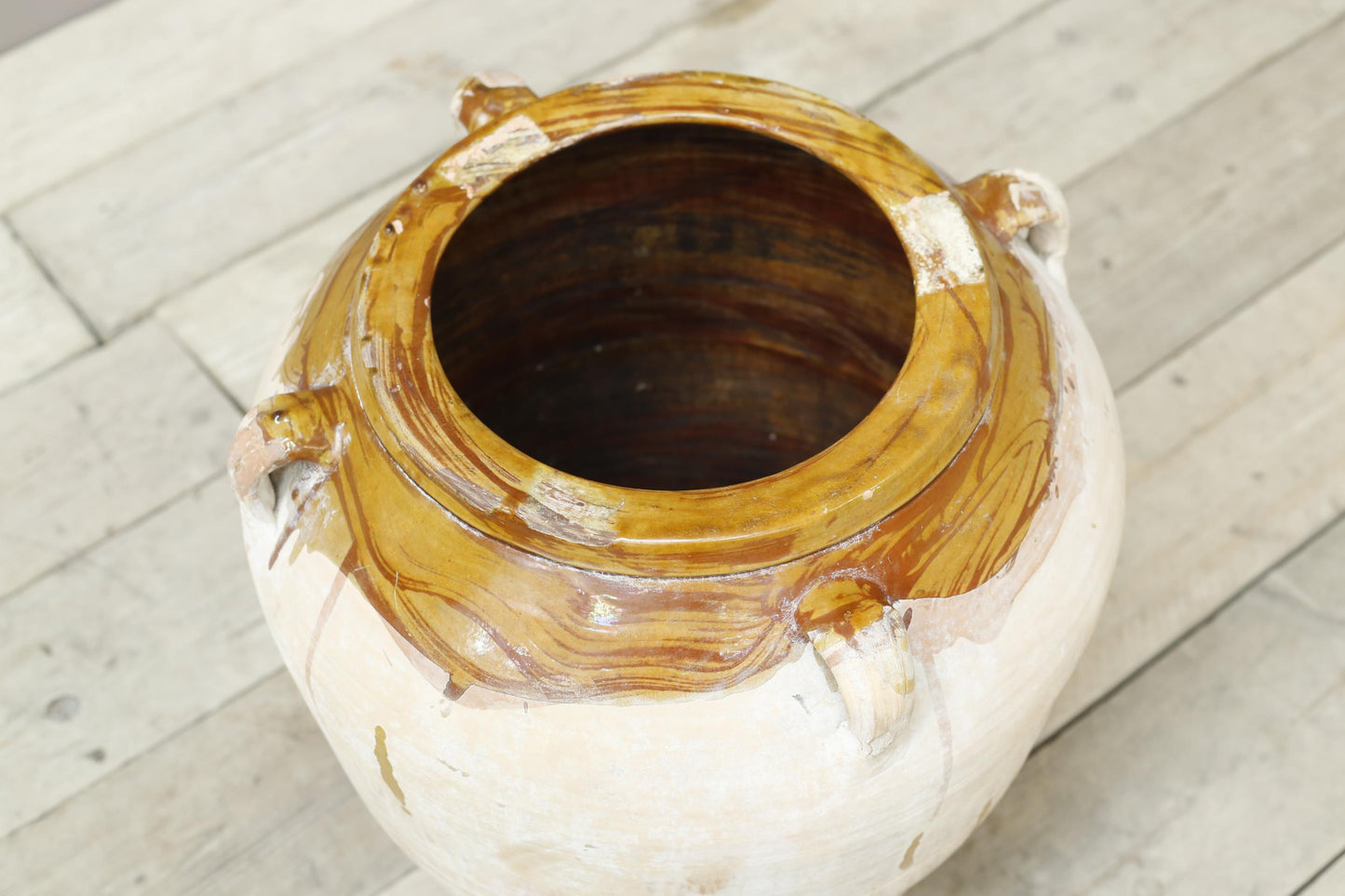 19th century Yellow glazed Spanish olive pot - Large