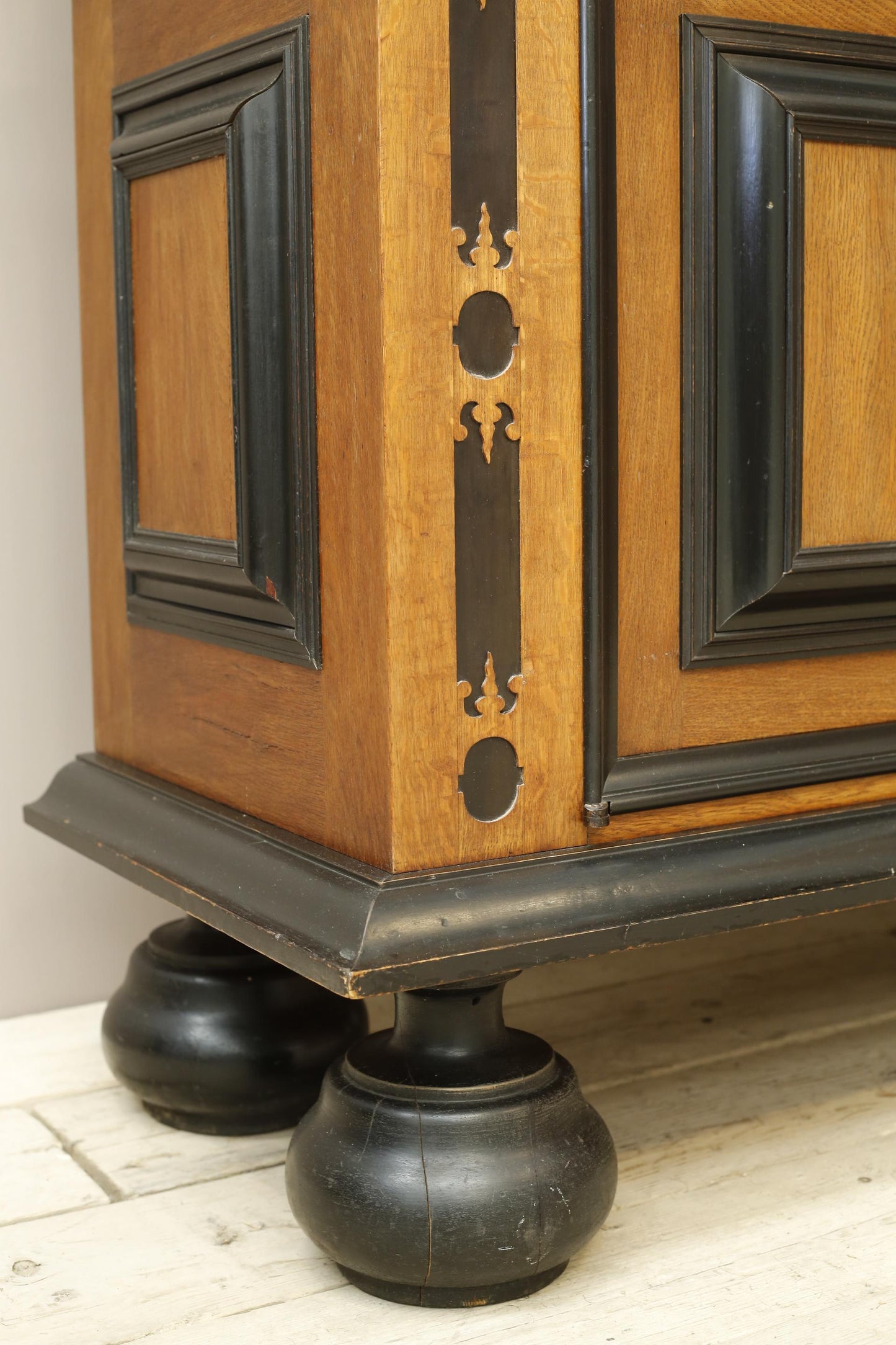 19th century Dutch oak and ebony Kas cupboard