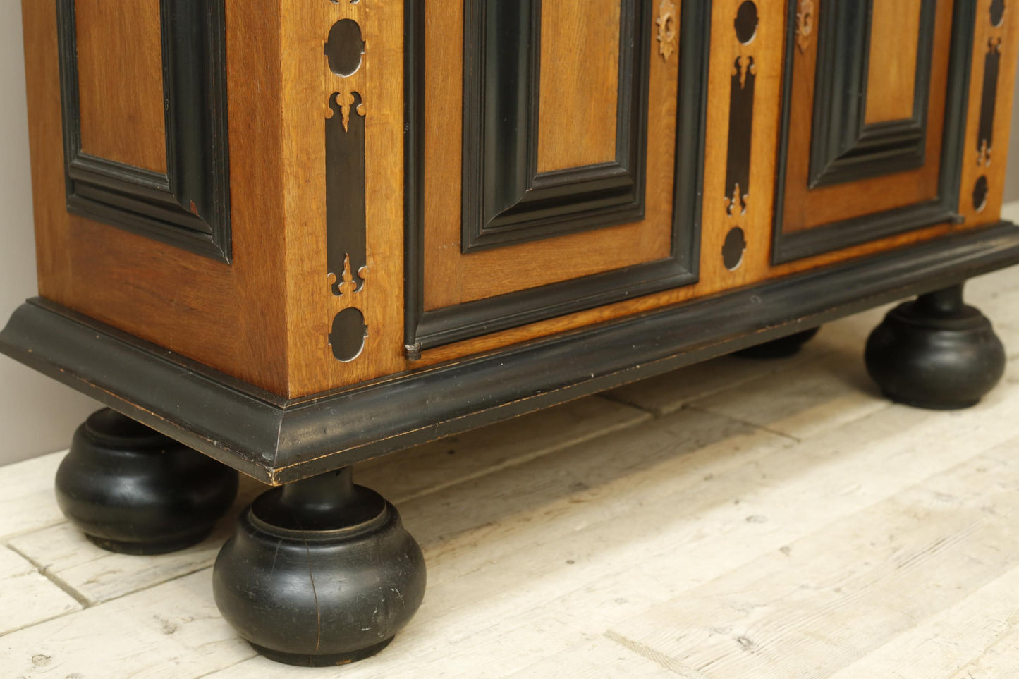 19th century Dutch oak and ebony Kas cupboard