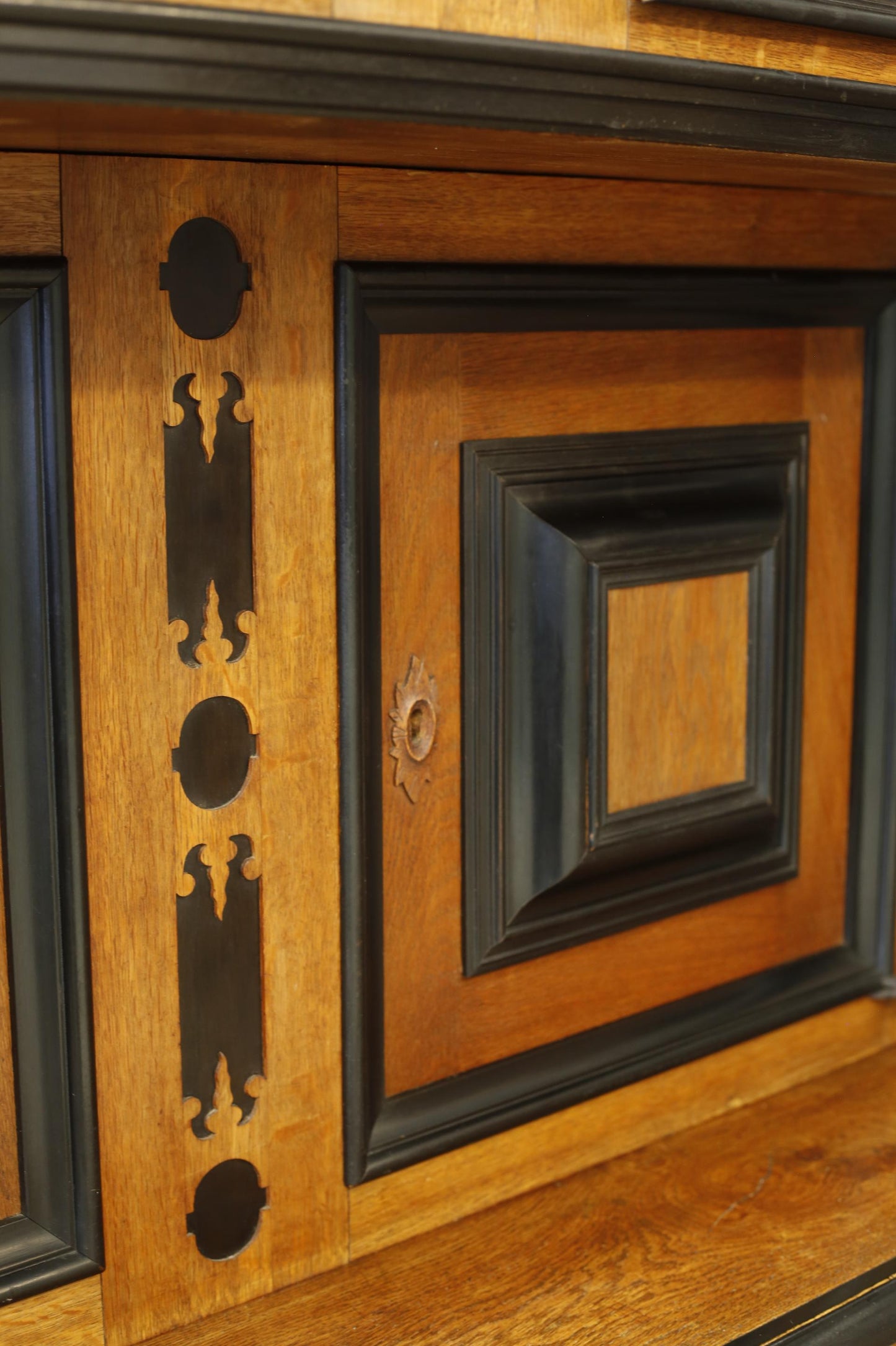 19th century Dutch oak and ebony Kas cupboard