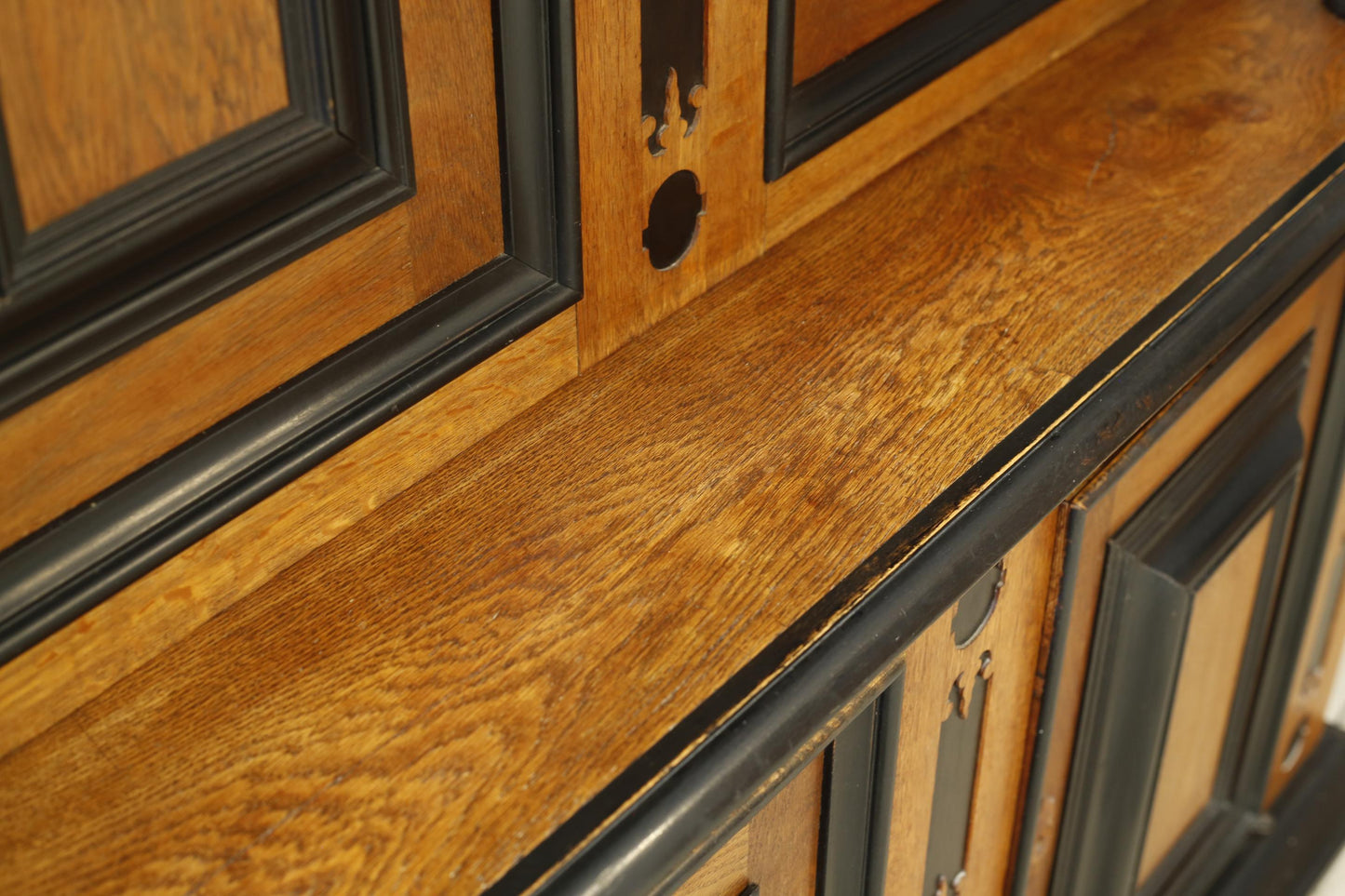 19th century Dutch oak and ebony Kas cupboard