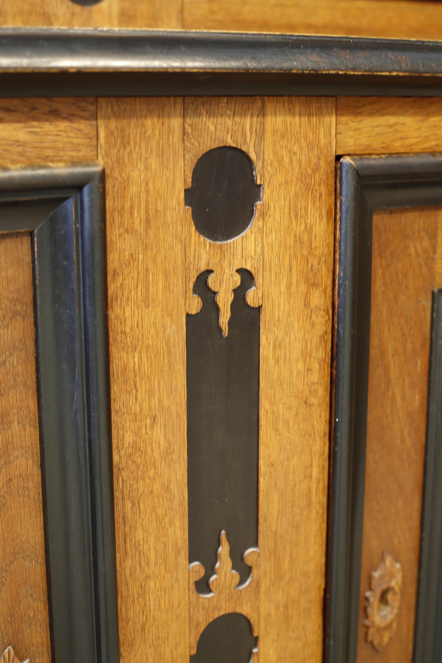 19th century Dutch oak and ebony Kas cupboard