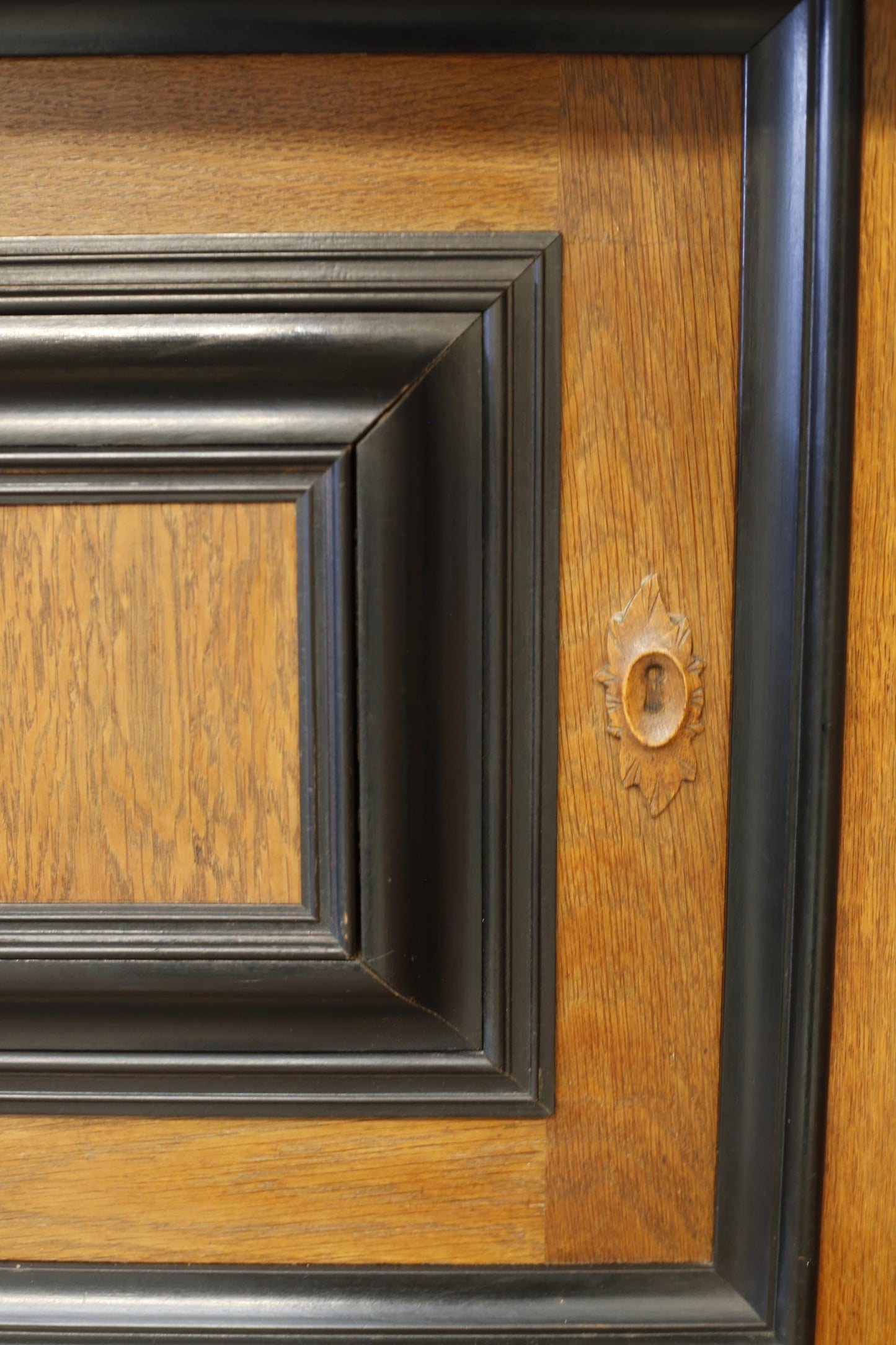 19th century Dutch oak and ebony Kas cupboard