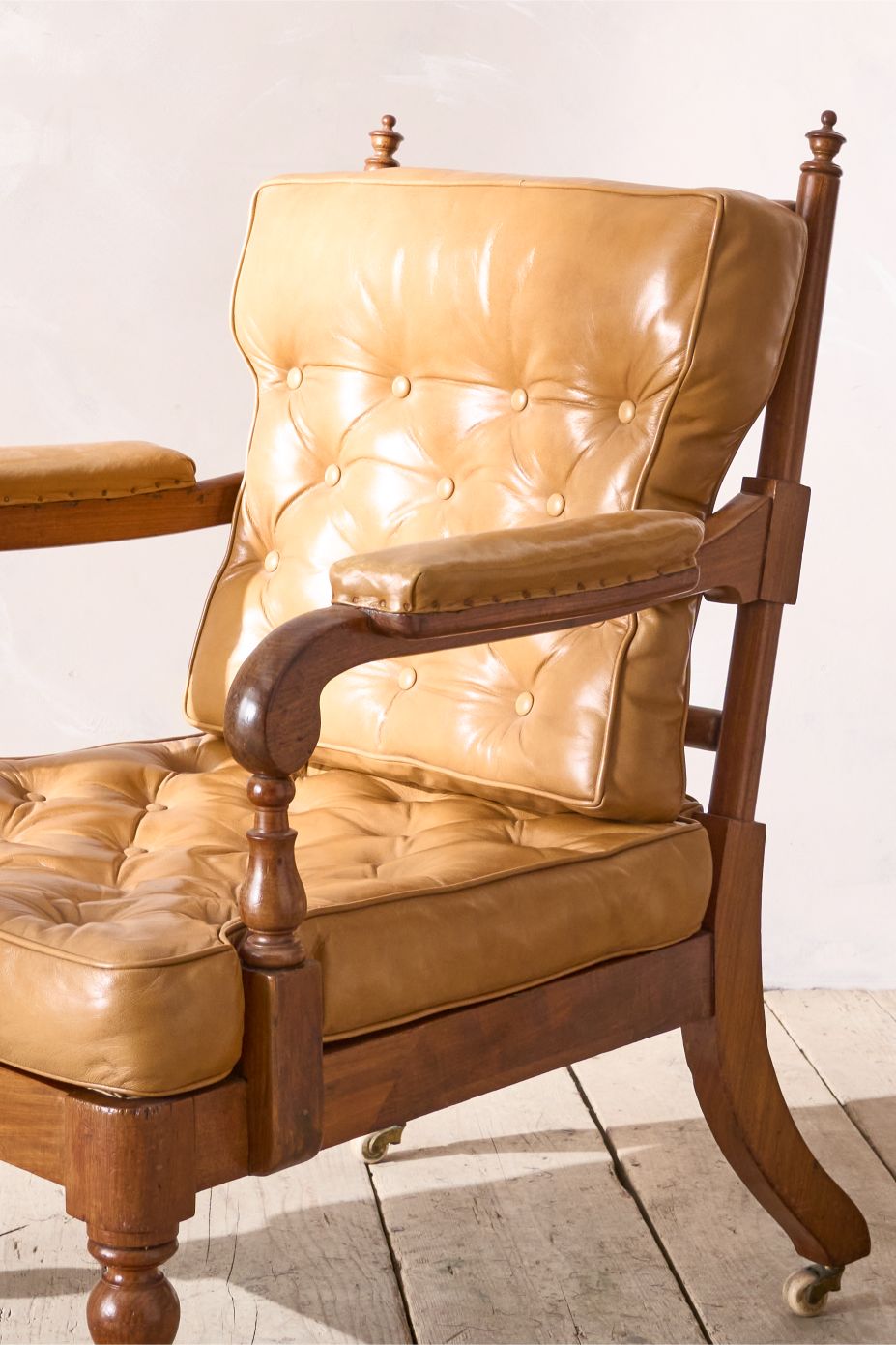 Victorian mahogany and leather spindle back library chair