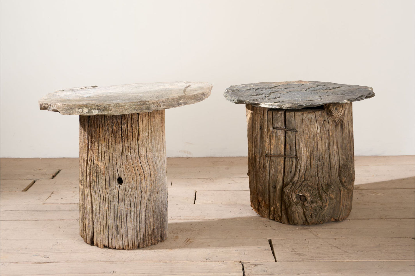 RESERVED Pair of 19th century rustic slate side tables