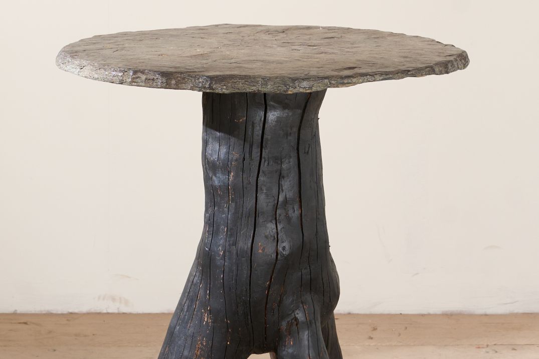 RESERVED Early 20th century Portuguese root and slate side table