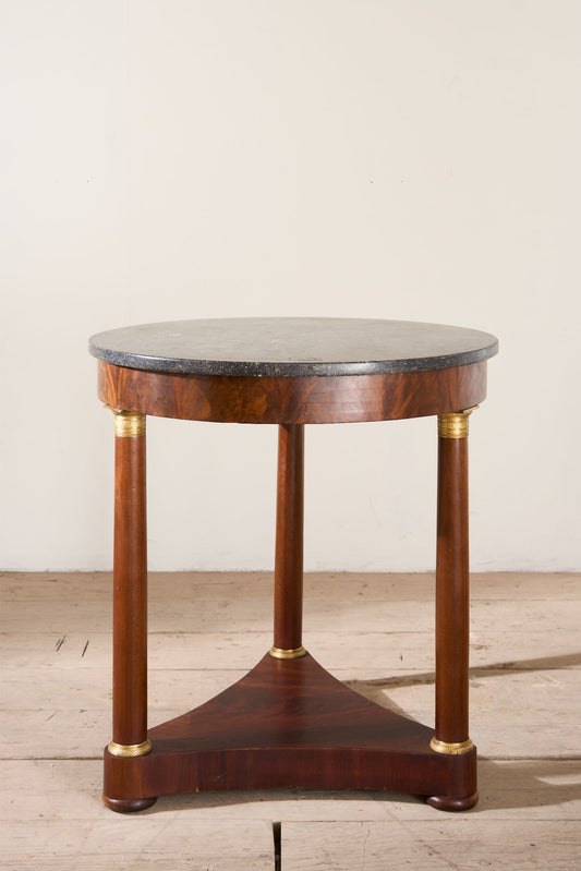 19th century French Empire Mahogany and black marble Gueridon table