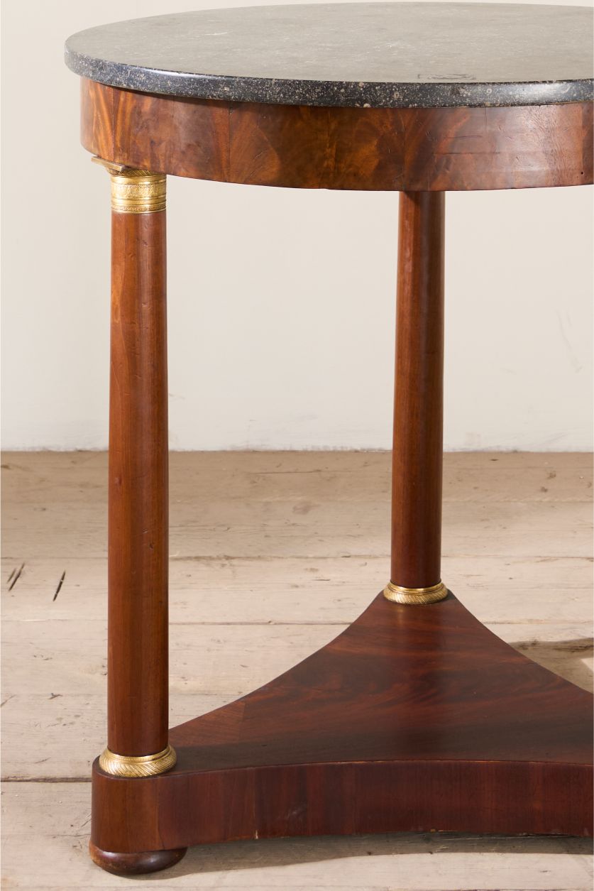 19th century French Empire Mahogany and black marble Gueridon table