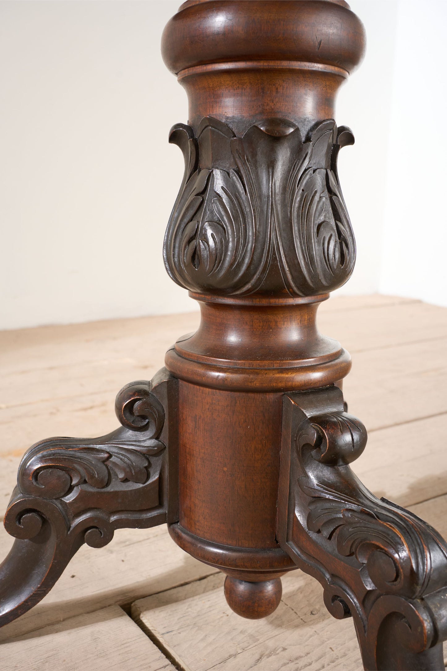 19th century Carved mahogany and white marble Gueridon table