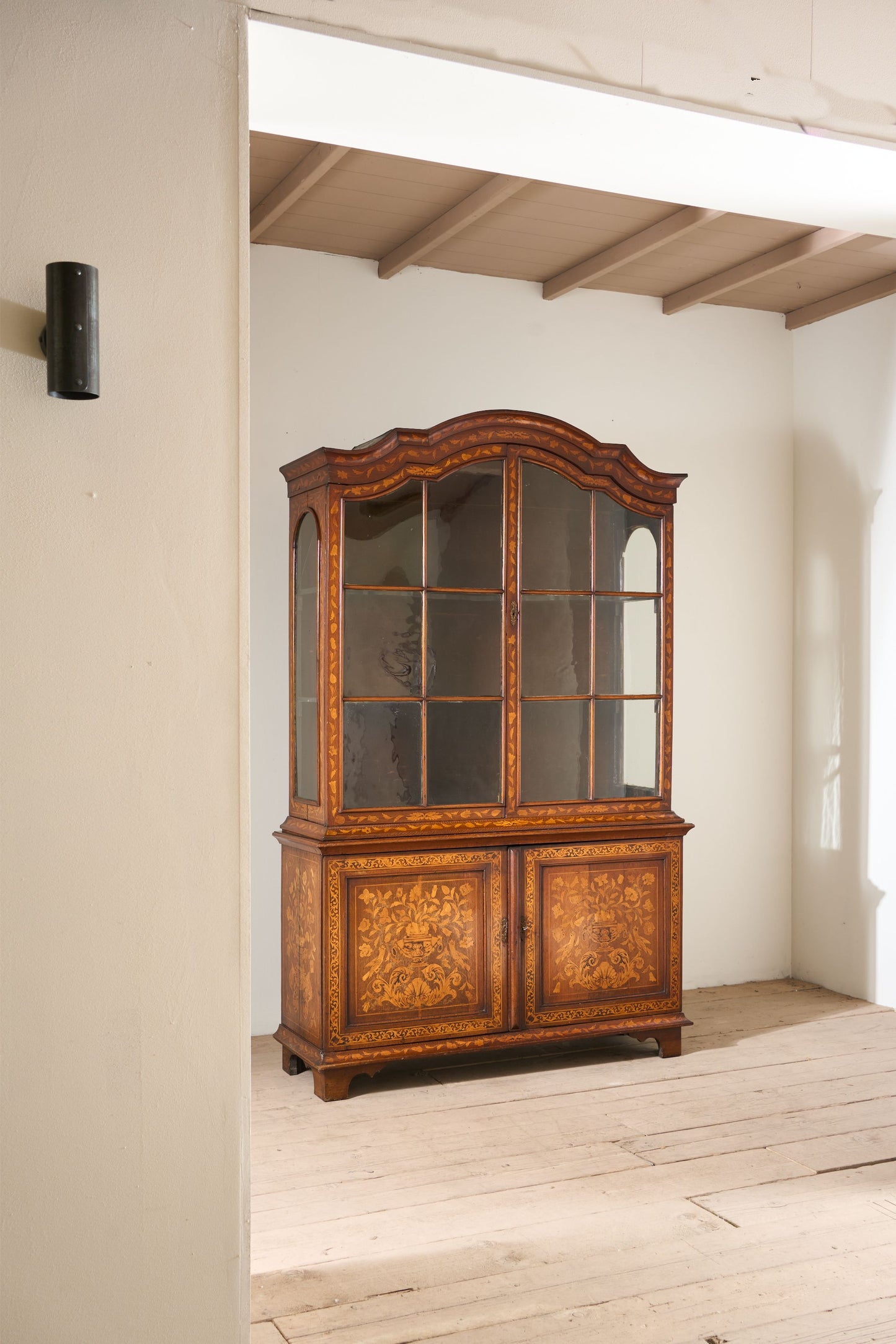 18th Century Marquetry inlaid Dutch glazed cabinet