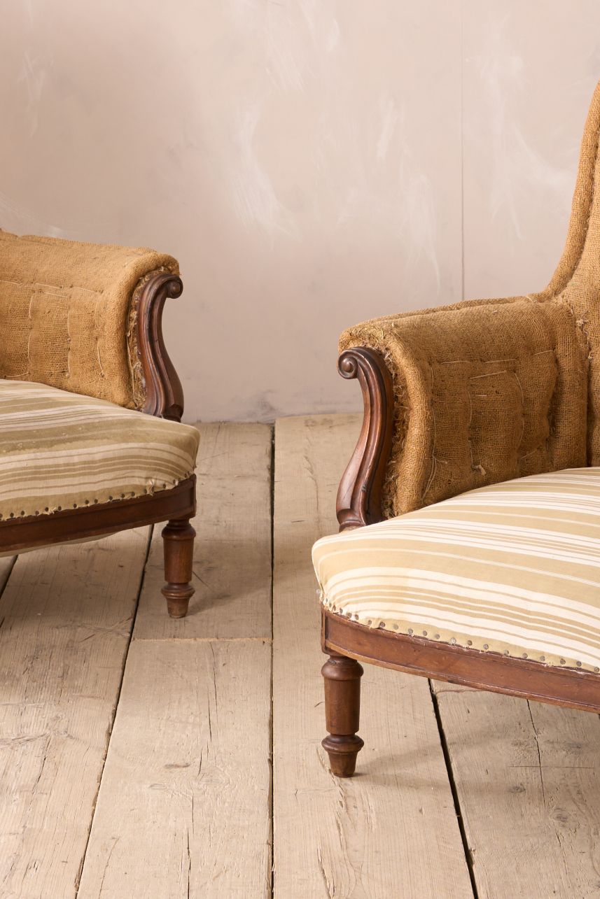 Pair of 19th century French armchairs with carved frame