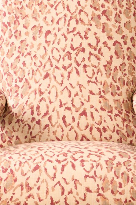 19th century shapely open armchair upholstered in Rose Cumming Sabu
