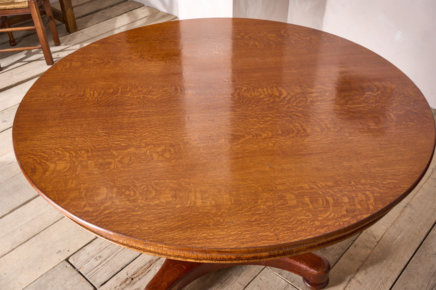 19th century Oak centre table with fretwork column