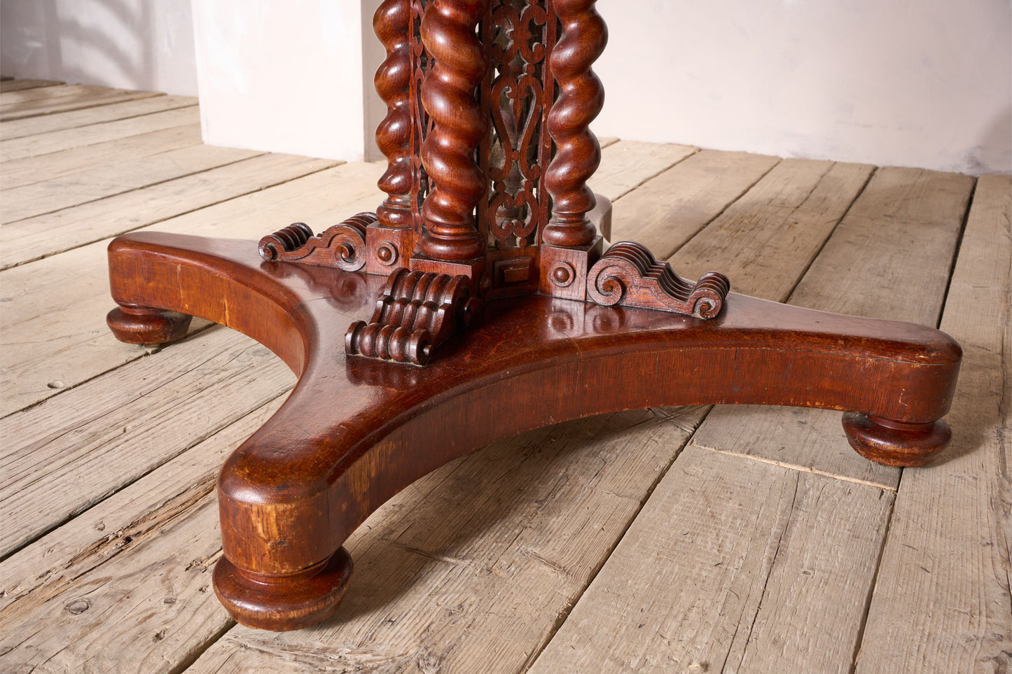 19th century Oak centre table with fretwork column