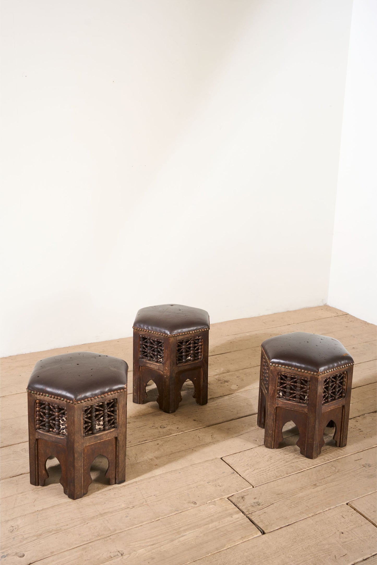 Set of 3 19th century Moorish stools by Liberty - TallBoy Interiors