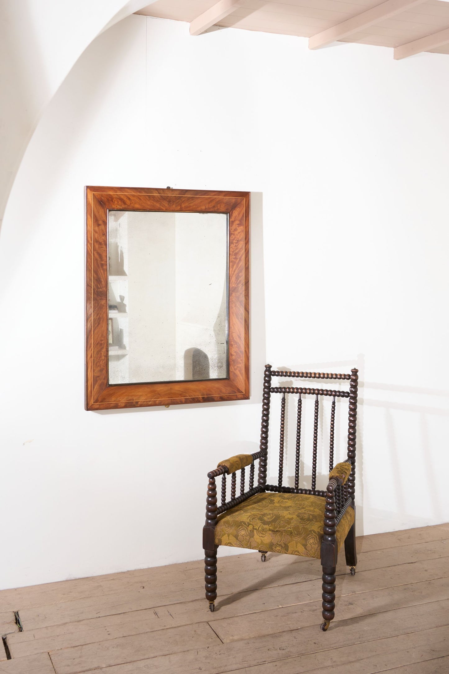 Large totally original Georgian Mahogany wall mirror - TallBoy Interiors