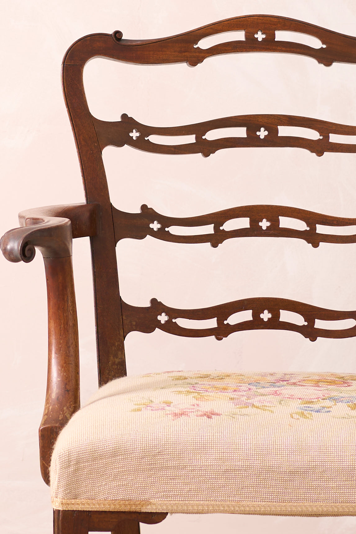 Georgian mahogany ladder back open armchair