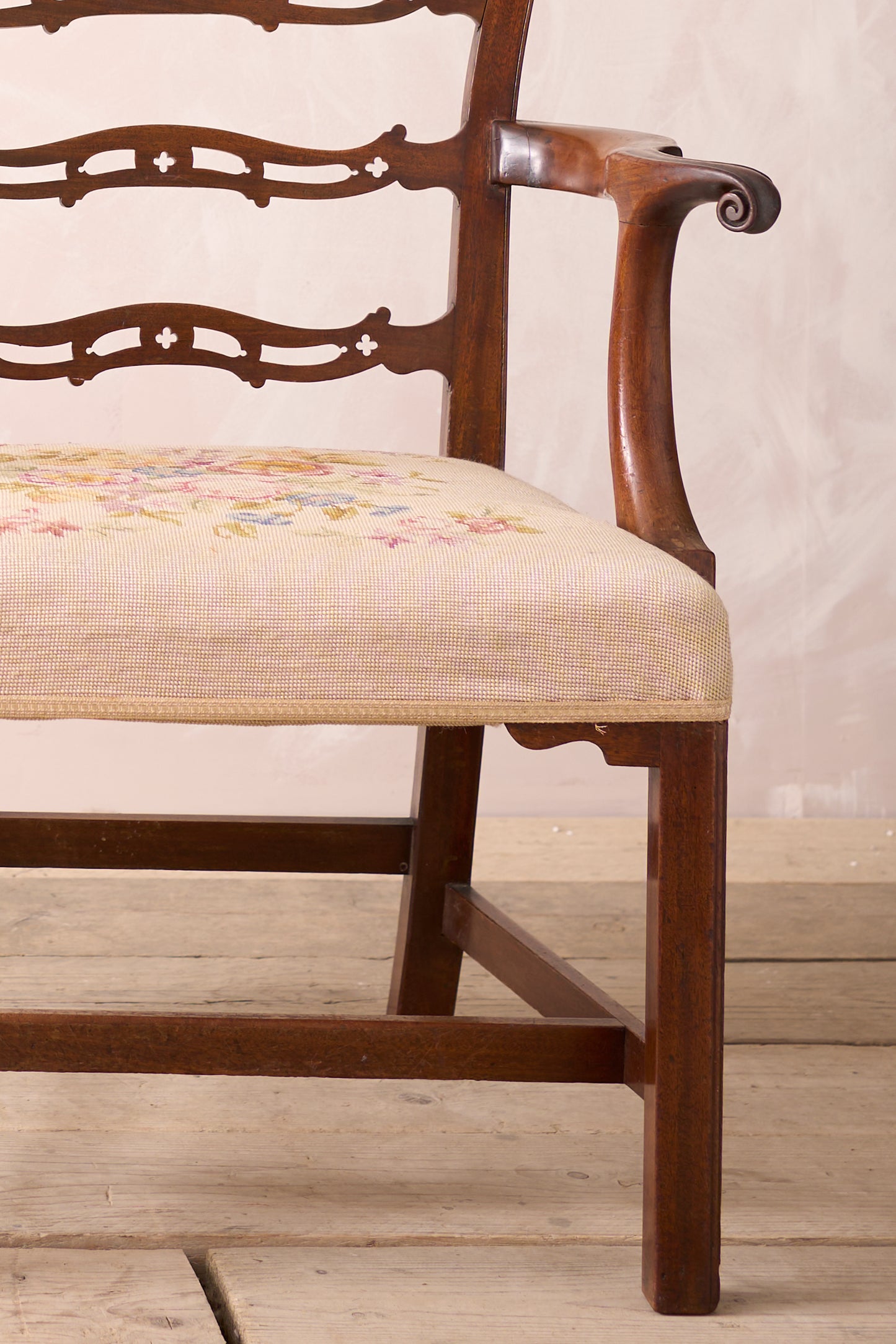 Georgian mahogany ladder back open armchair