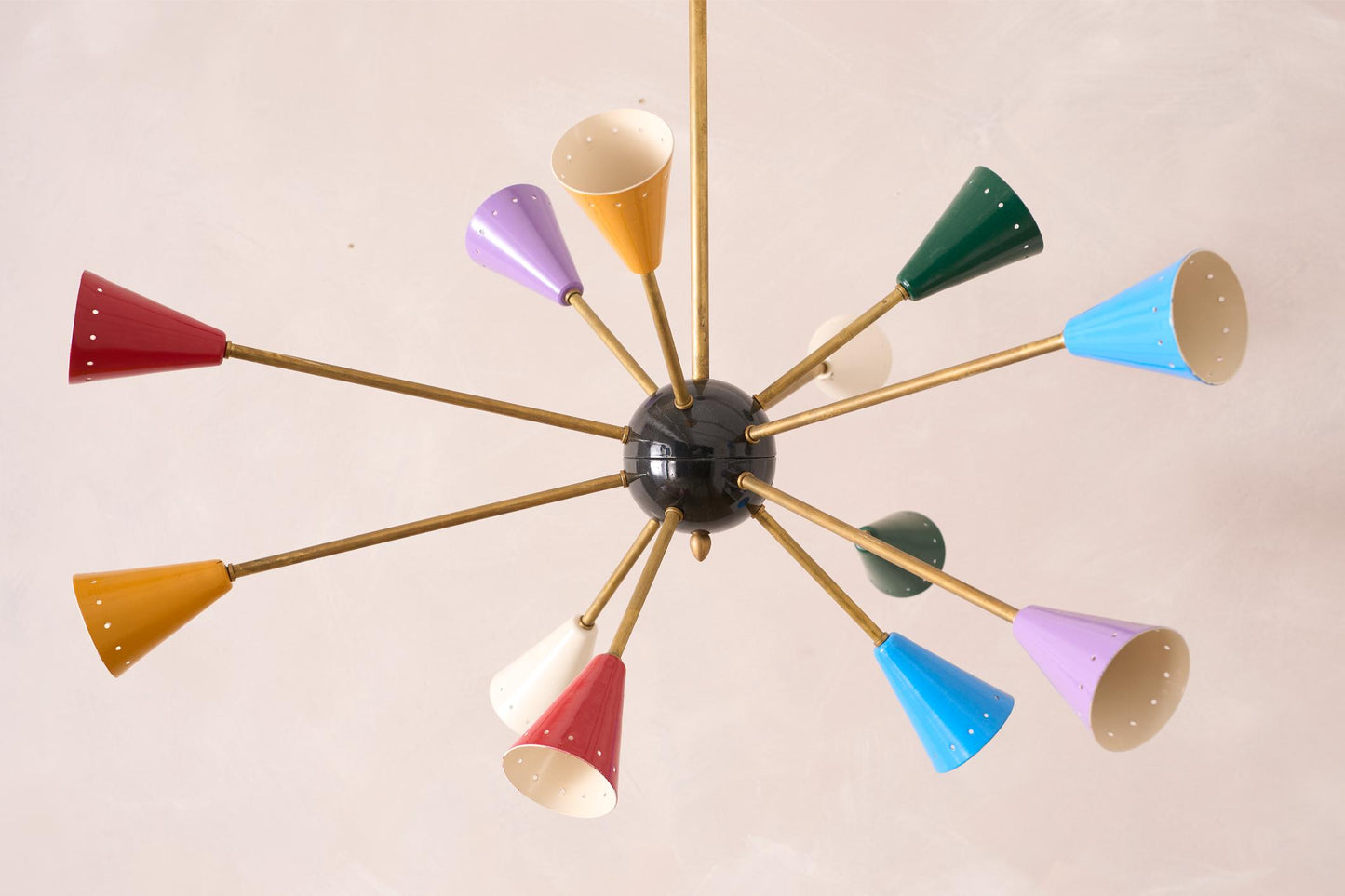 Mid century Italian brass and coloured Atomic light