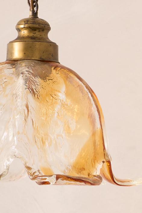 Spanish Amber glass tulip pendant lights - 5 available