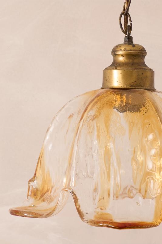 Spanish Amber glass tulip pendant lights - 5 available