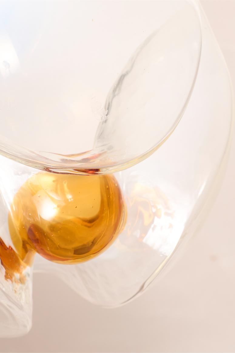 Amber and opaline Mazzega Murano glass Pendant lights - 2 available