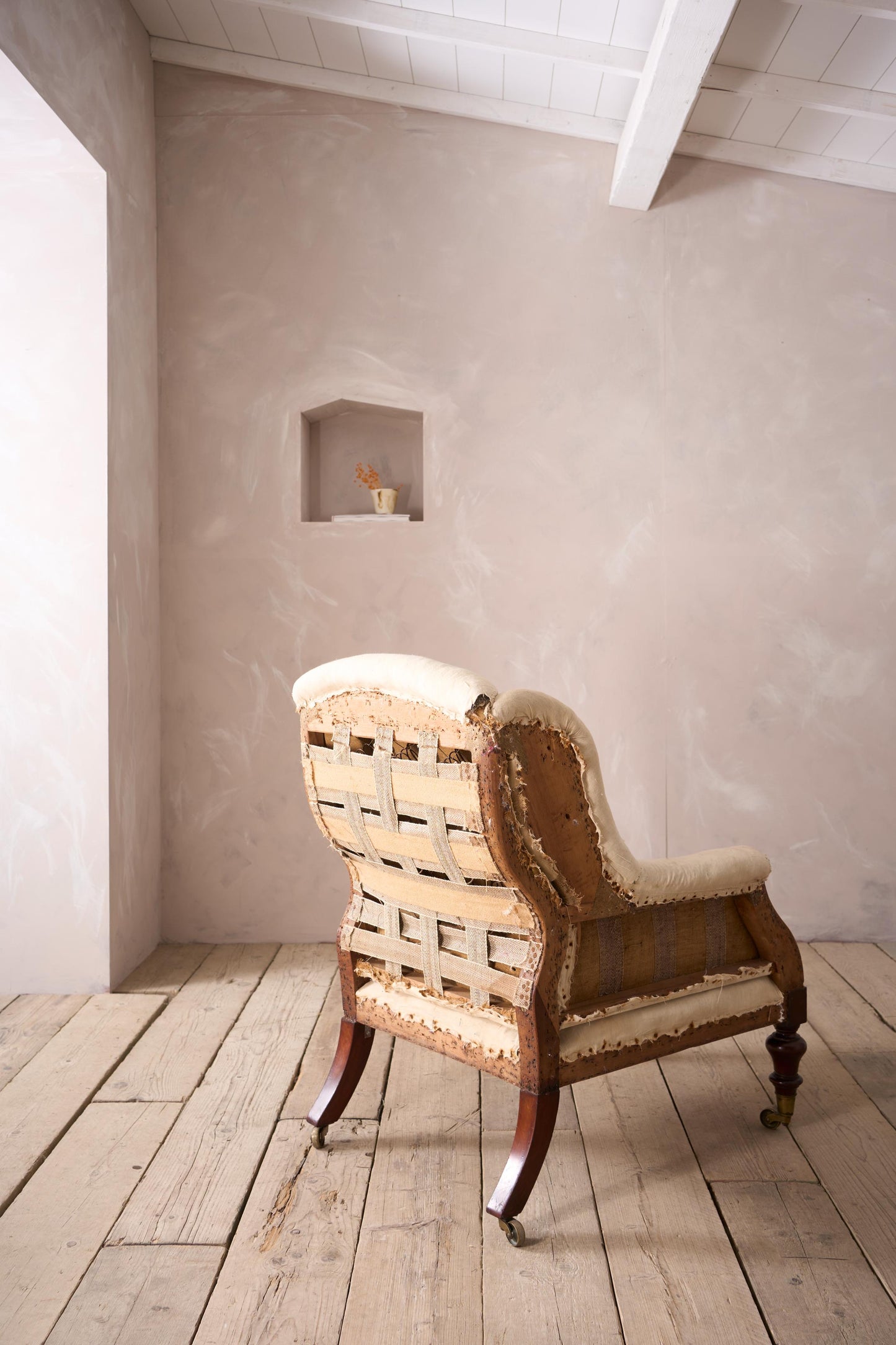 Early Victorian unusual shaped large armchair