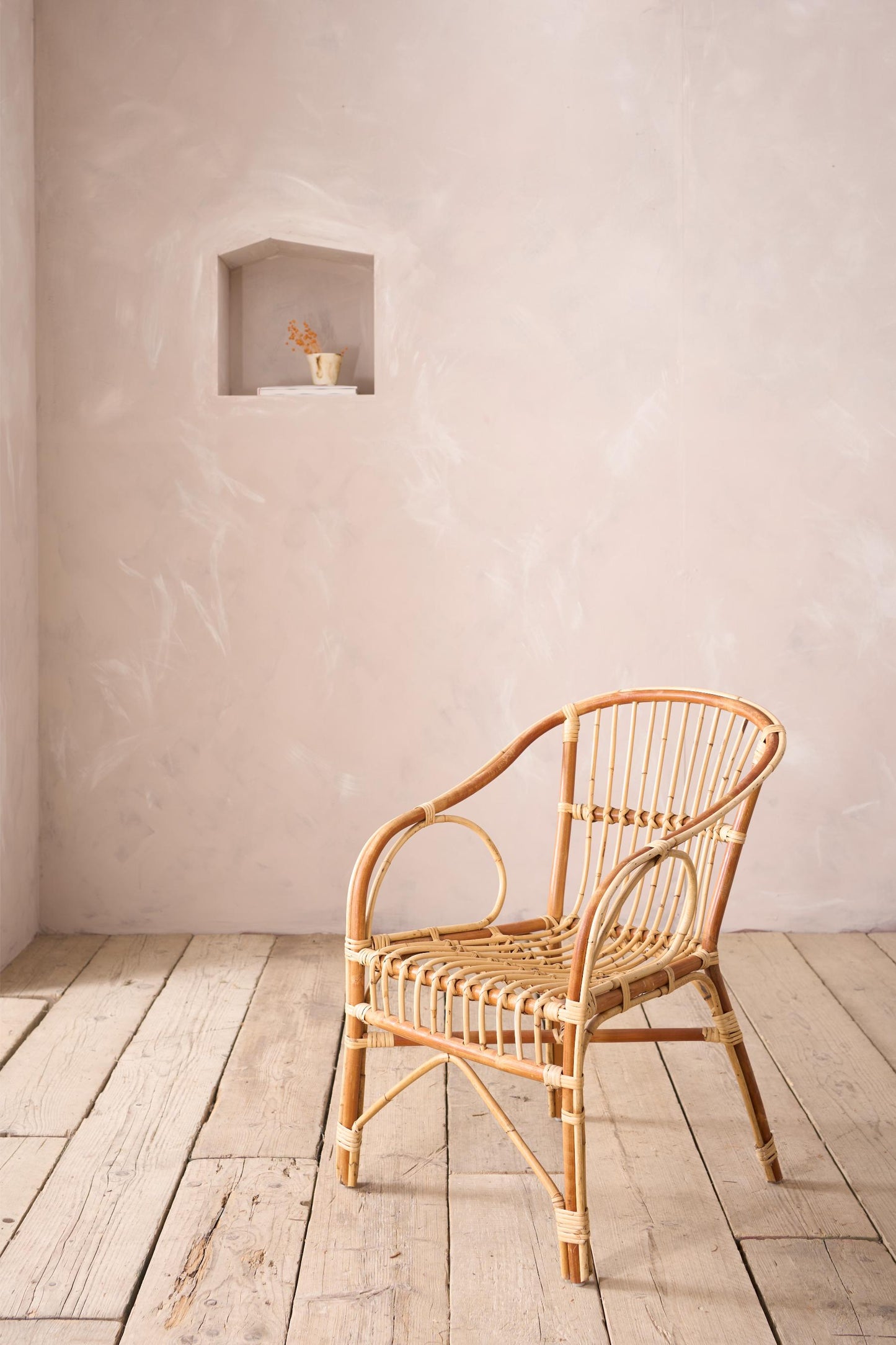 Single mid century two tone bamboo side chair