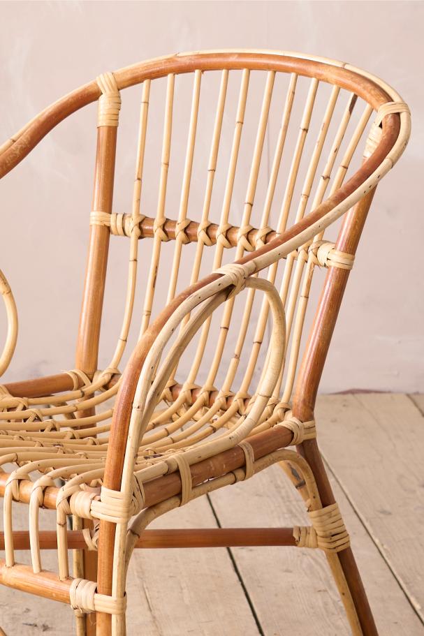 Single mid century two tone bamboo side chair