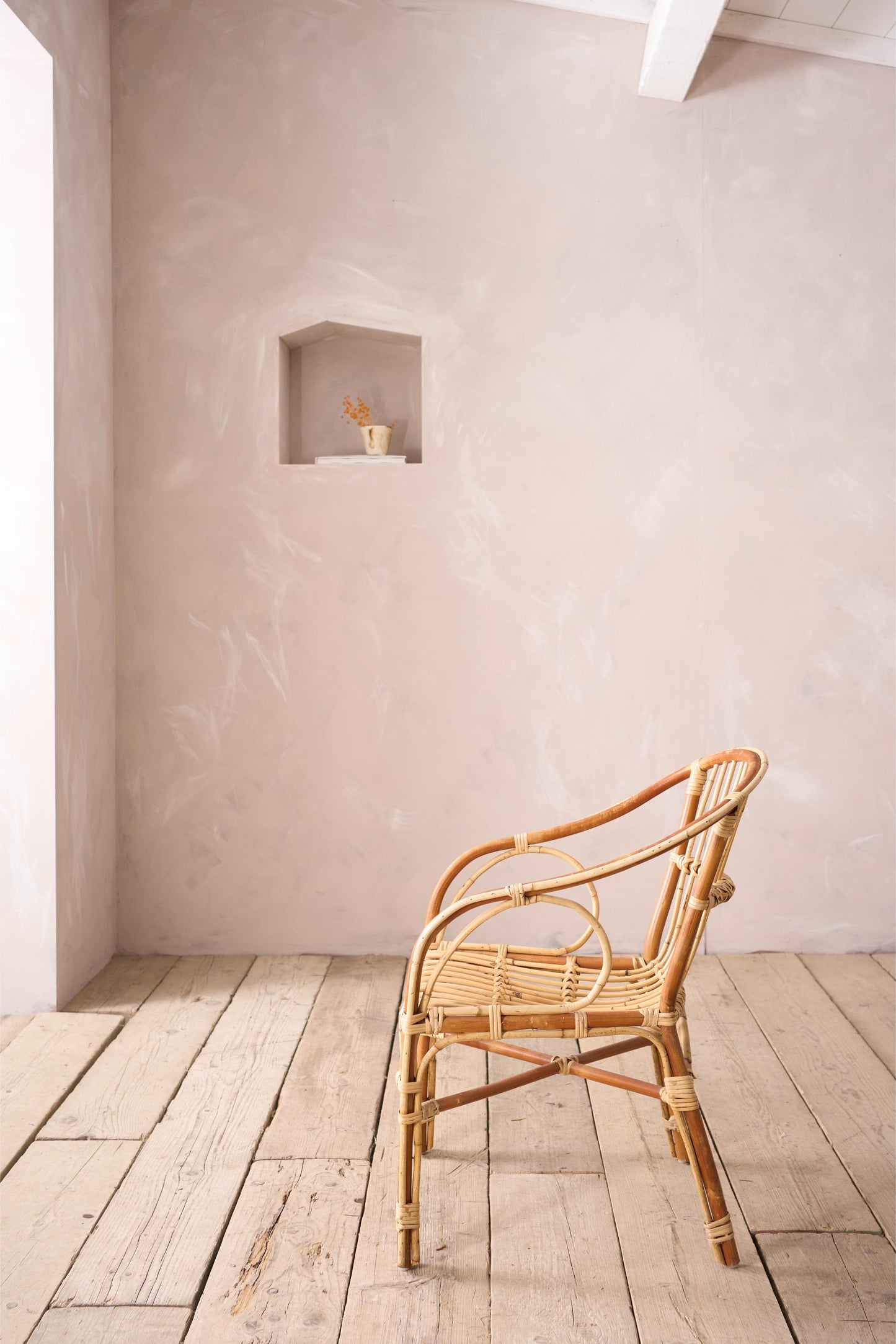 Single mid century two tone bamboo side chair