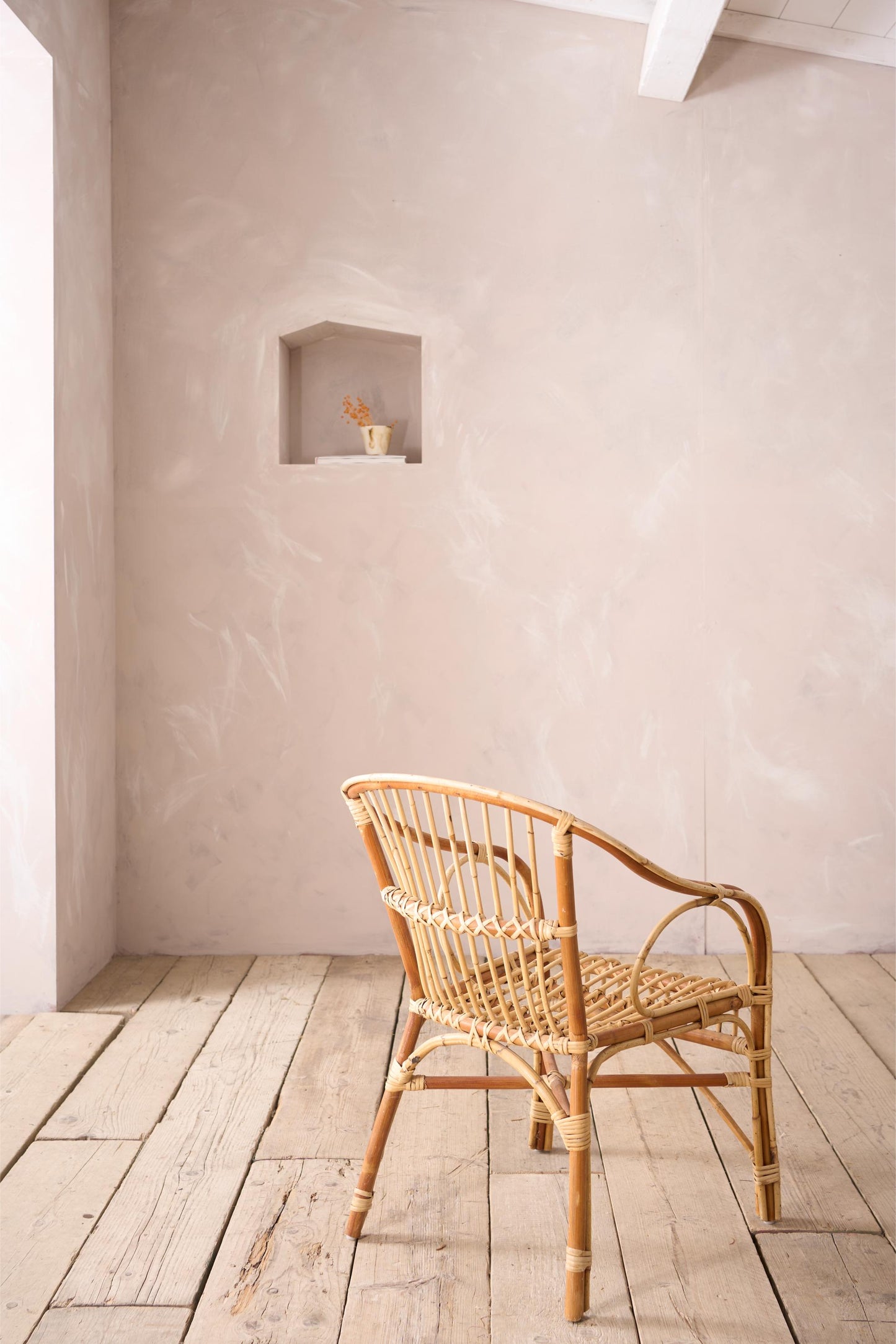 Single mid century two tone bamboo side chair