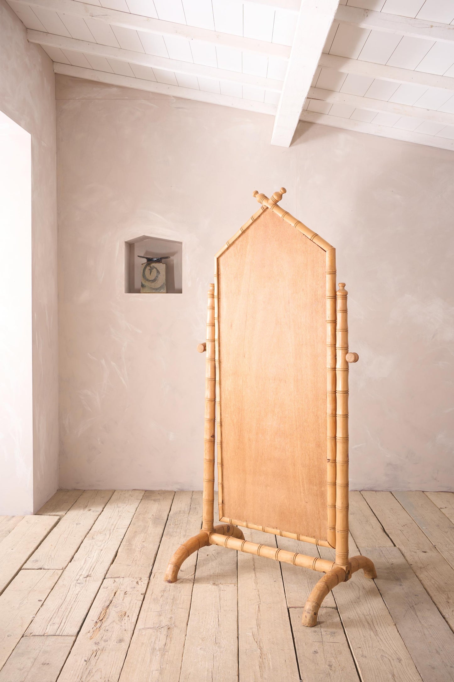 Early 20th century Faux bamboo cheval mirror