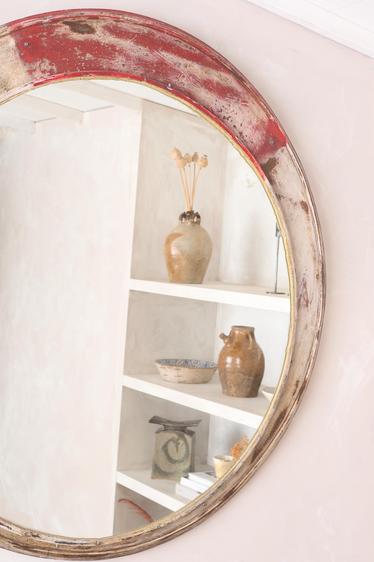 20th century Flat plate industrial railway mirror