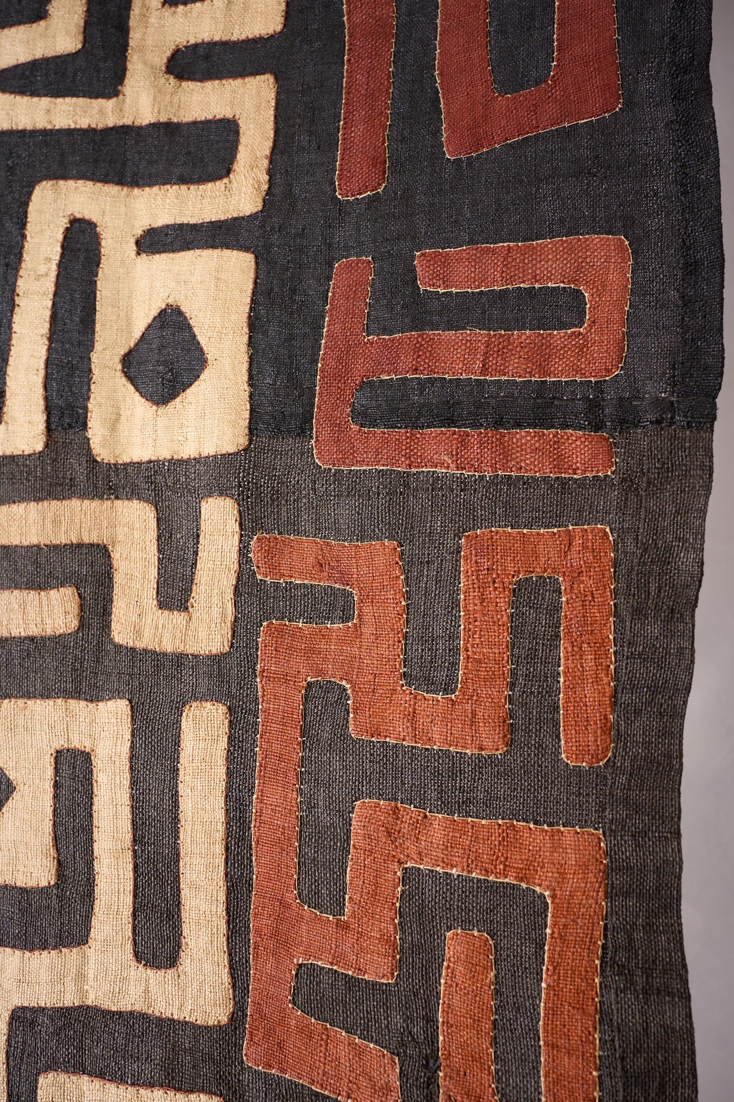 20th century African Kuba cloth from the Congo - Red and black