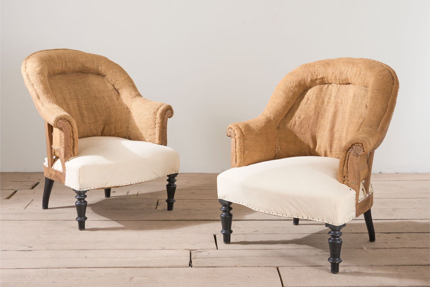 Pair of Napoleon III Hessian tub chairs