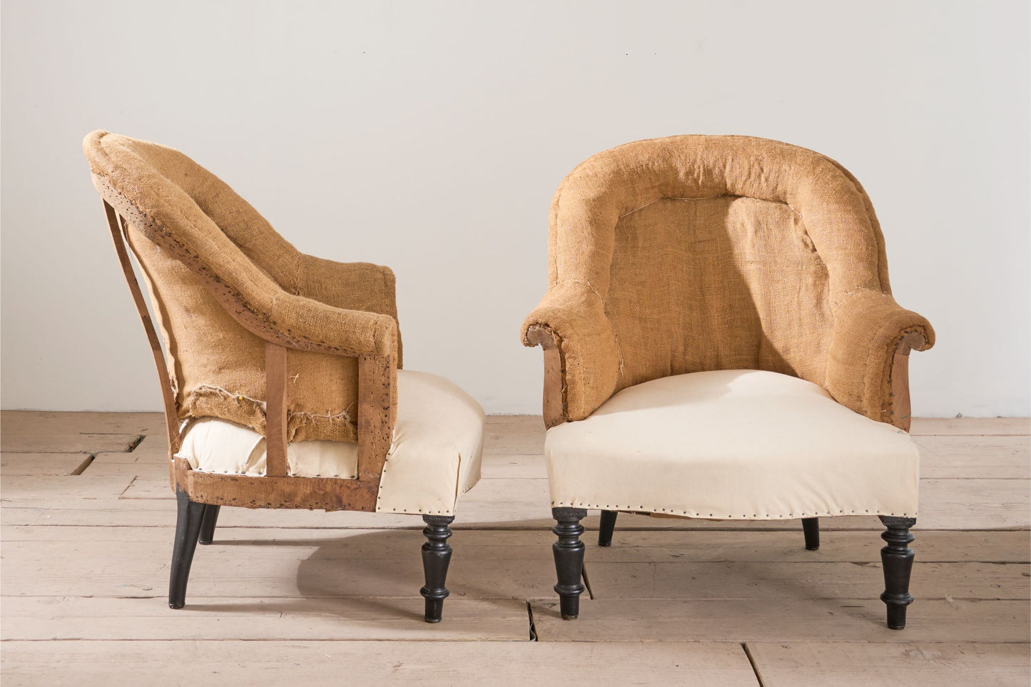Pair of Napoleon III Hessian tub chairs