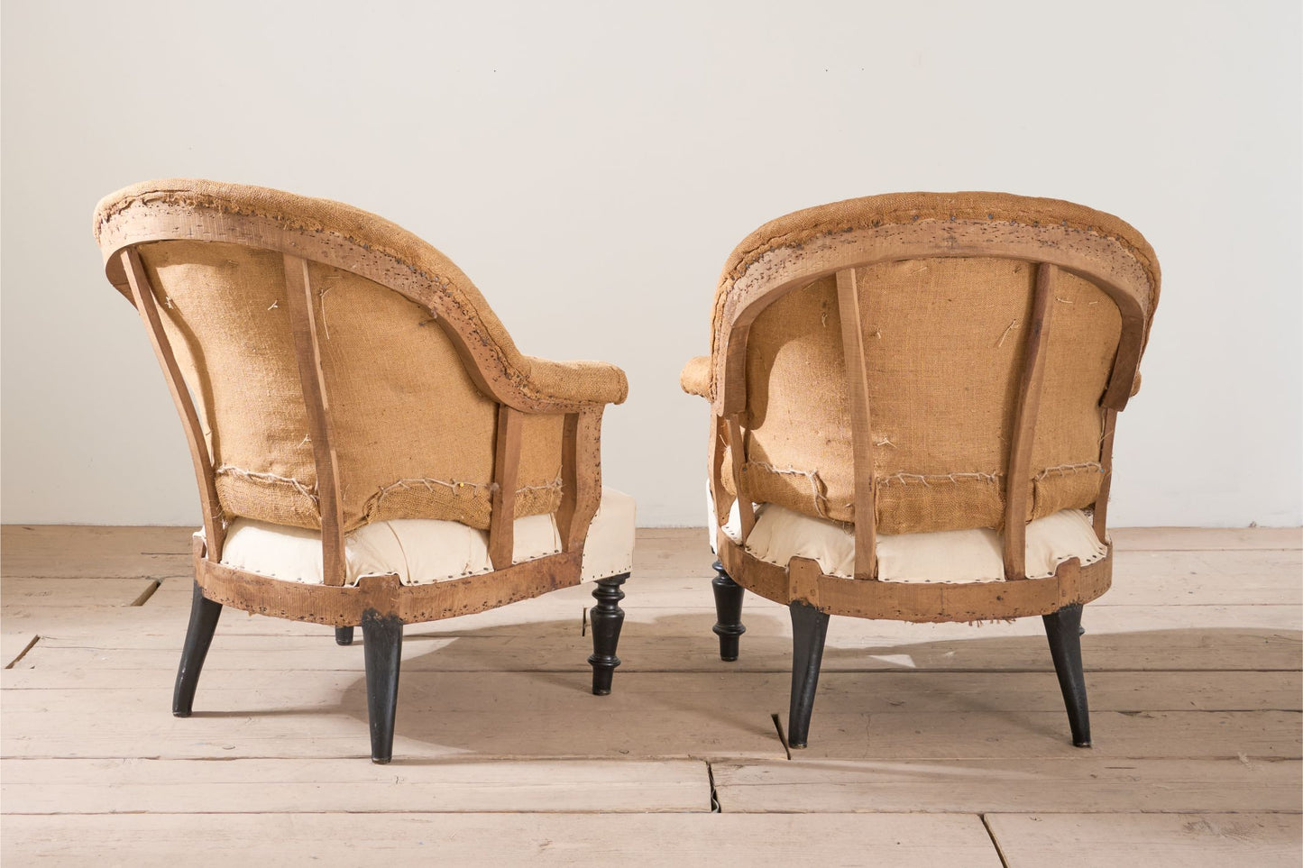 Pair of Napoleon III Hessian tub chairs