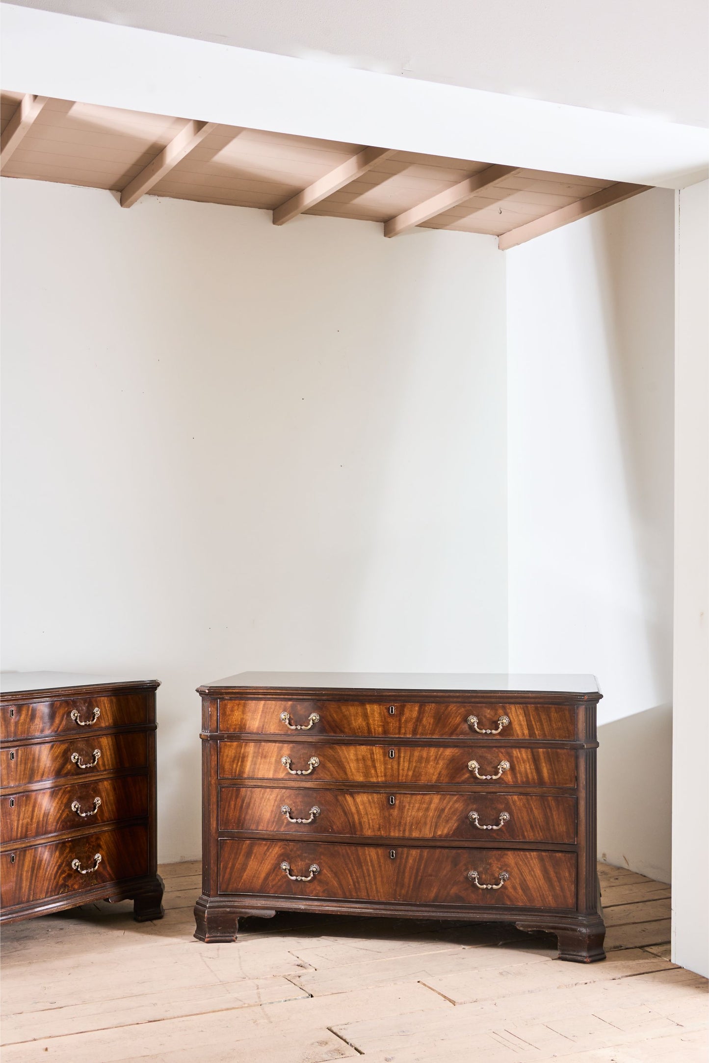 Pair of 1920's Serpentine fronted mahogany Jewellers chest of drawers