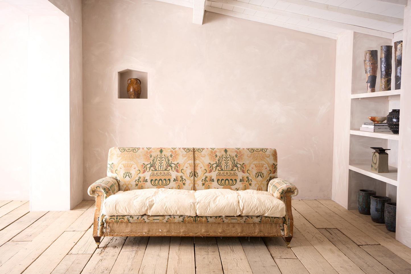 Early 20th century country house square back sofa