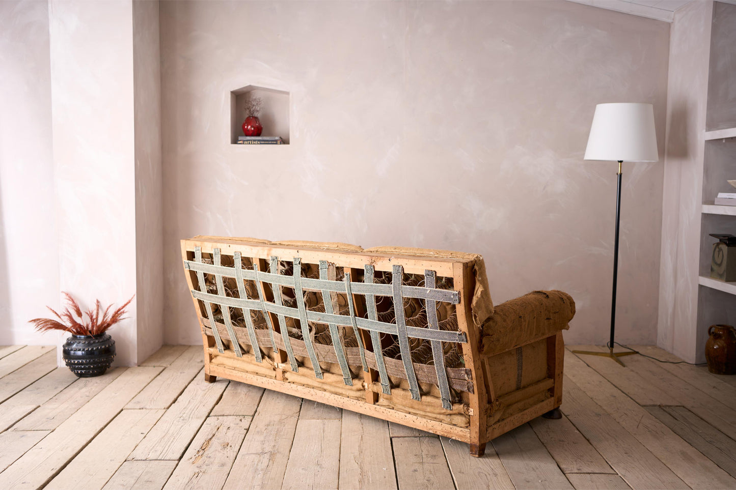 Early 20th century square back country house sofa