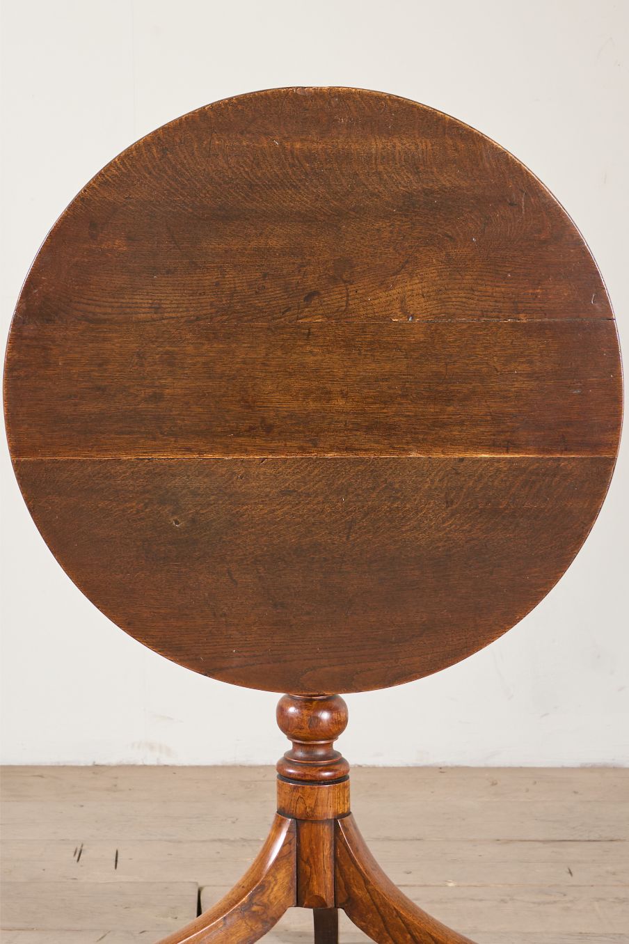 18th Century oak and elm tilt top wine table