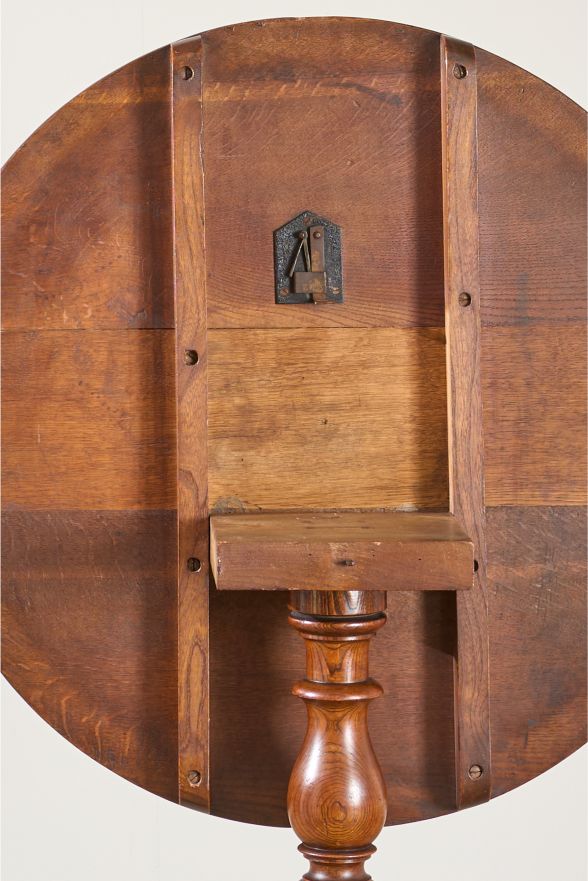 18th Century oak and elm tilt top wine table