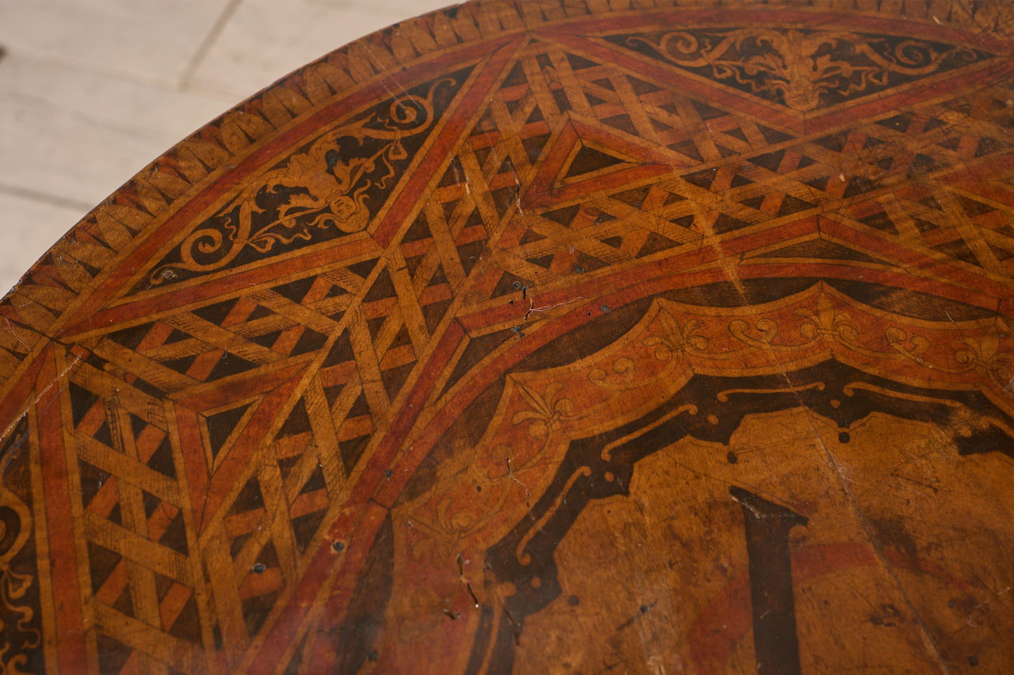 19th century Ebonised and painted masonic table