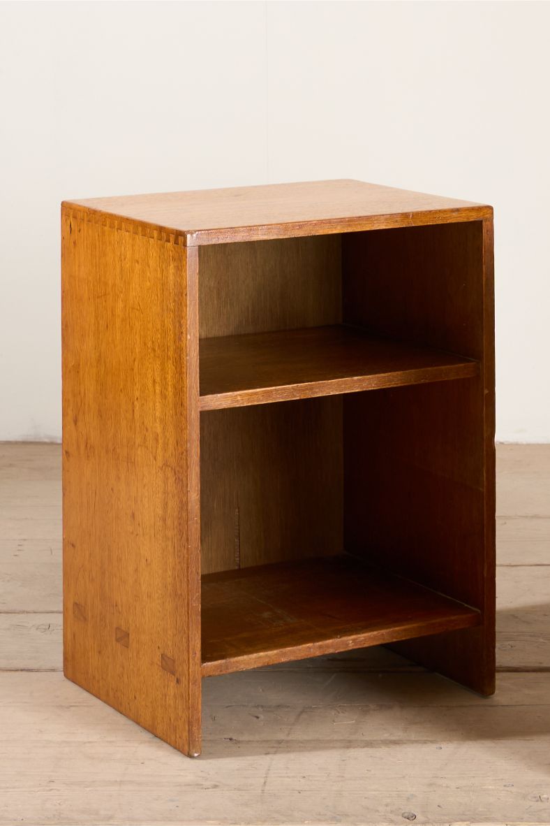 Pair of solid teak war department bedside tables