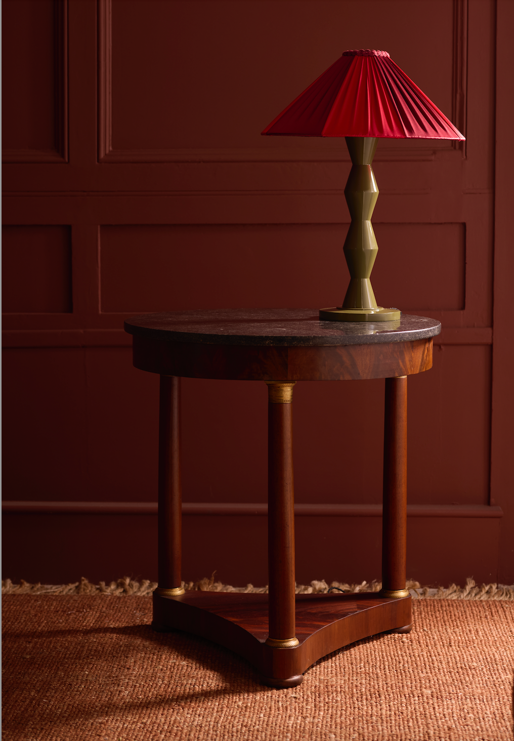 The Fitz Hand-Turned Wood Olive Table Lamp - TallBoy Interiors