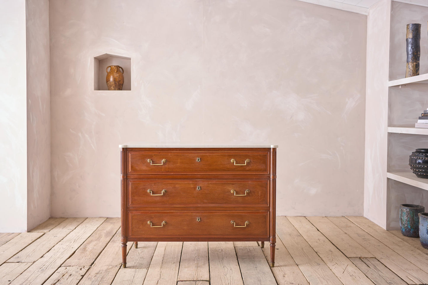 Early 20th century marble topped chest of drawers