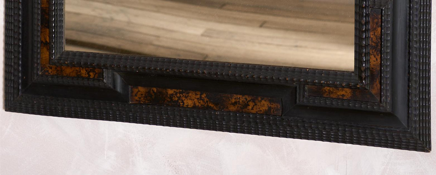 Large Italian Ebonised and faux tortoiseshell mirror - No2