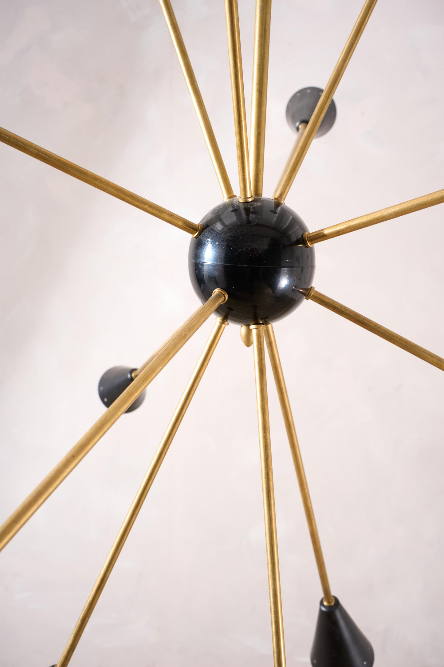 Mid century Brass and Black Italian pendant light by Stilnovo